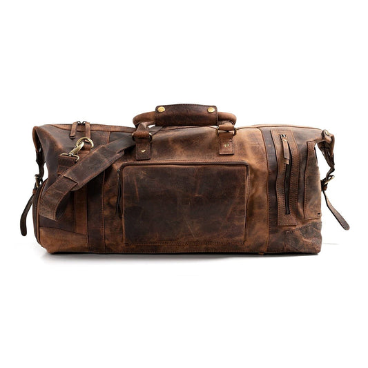 Vintage Leather Classic Elegant Weekender Duffle Bag