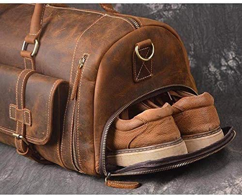 Vintage Leather Duffle Bag With Shoe Compartment