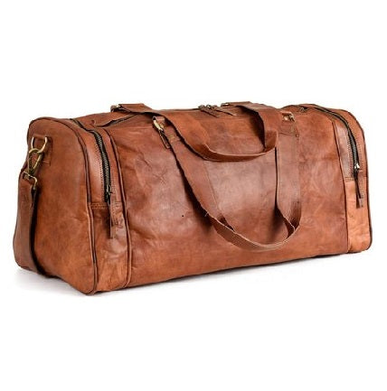 Vintage Leather Duffle Weekend Bag 