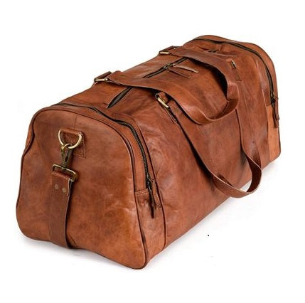 Vintage Leather Duffle Weekend Bag 