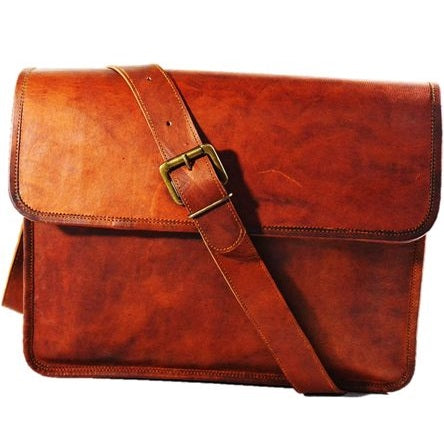 Vintage Leather Flap Messenger Bag