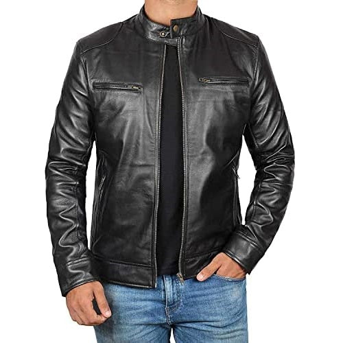 Vintage Leather Jacket For Men's - Black