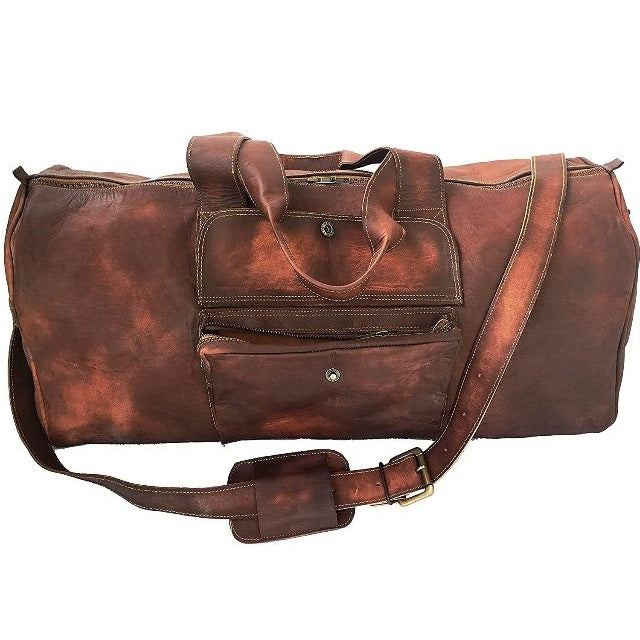 Vintage Leather Large Luggage Duffle Bag
