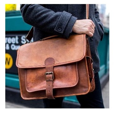 Vintage Leather Messenger Briefcase Bag