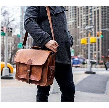 Vintage Leather Messenger Briefcase Bag