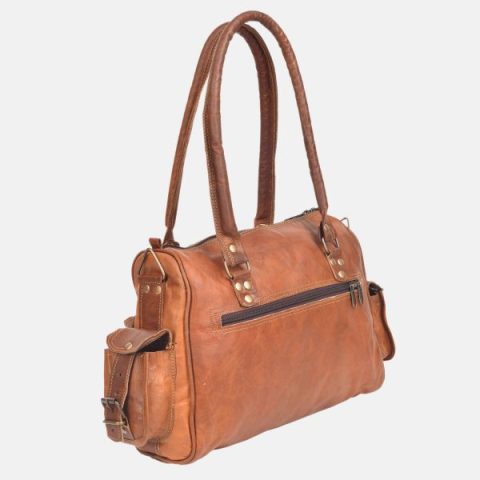 Vintage Leather Tote Bag Purse Brown Handbags Women
