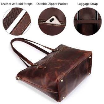 Vintage Leather Tote Bag Women's