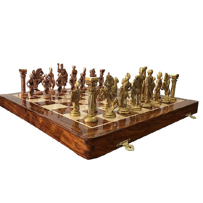 Vintage Luxury Brass Metal Folding Chess Board
