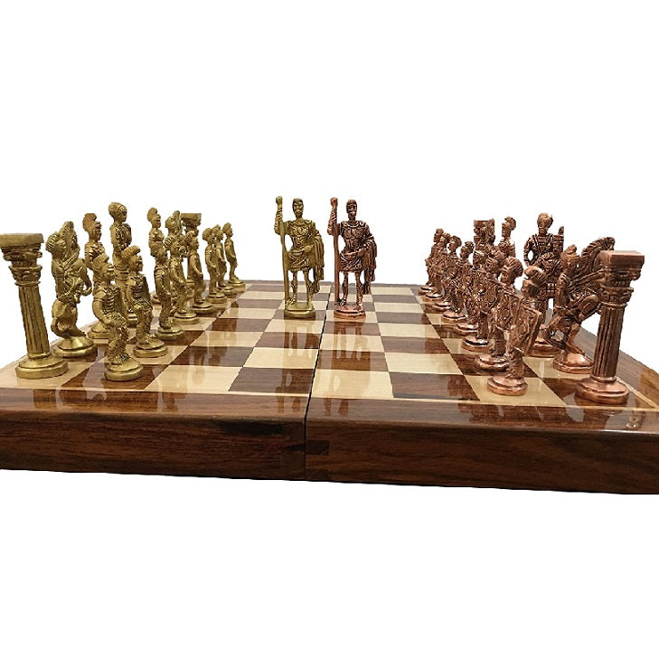 Vintage Luxury Brass Metal Folding Chess Board