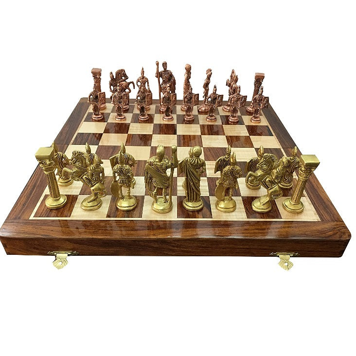 Vintage Luxury Brass Metal Folding Chess Board