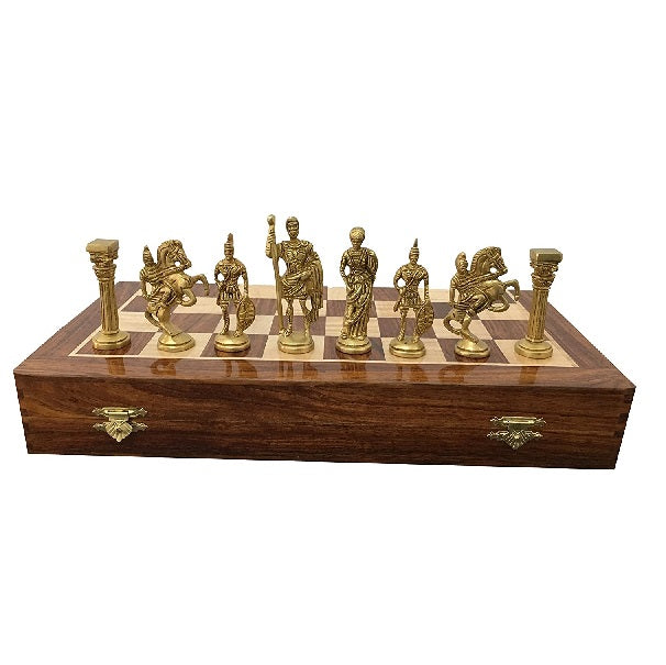 Vintage Luxury Brass Metal Folding Chess Board