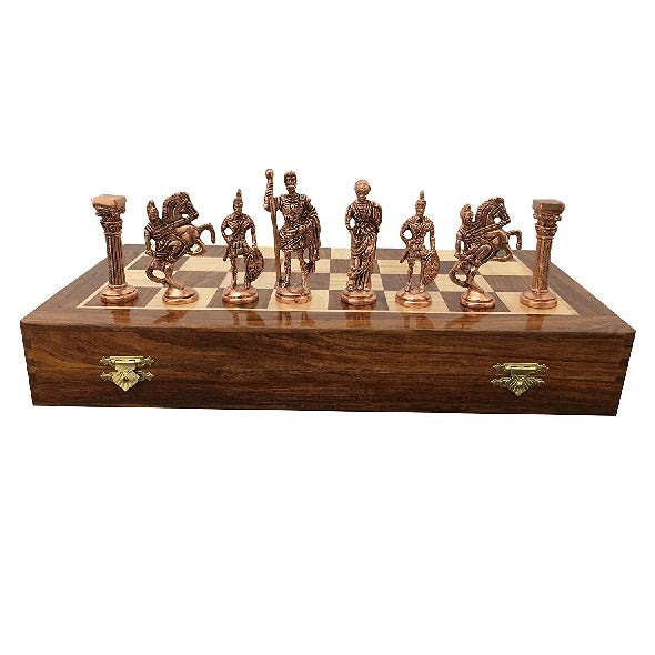 Vintage Luxury Brass Metal Folding Chess Board