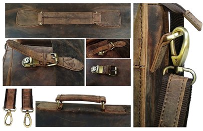 Vintage Retro Buffalo Leather Briefcase Messenger Bag