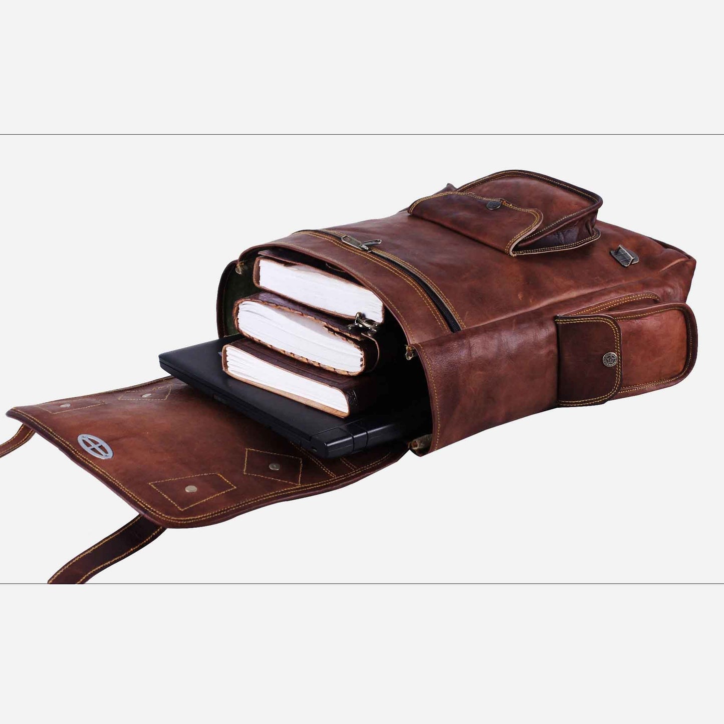 Vintage leather Backpack Shoulder Laptop Bag Men Women