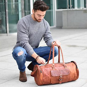 Vintage Leather Duffel Bag Travel luggage For Men