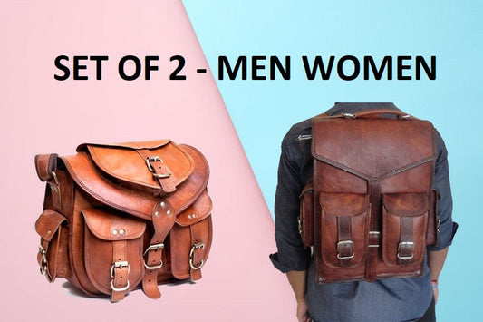 Leather Backpack And Women Bag Couple