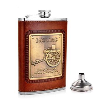 Leather Hip Flask England Design with Funnel