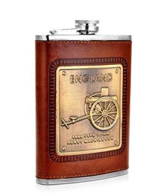 Leather Hip Flask England Design with Funnel