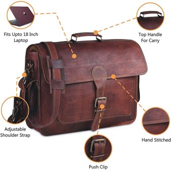 VINTAGE LEATHER LAPTOP MESSENGER BAG